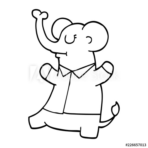 500x500 Line Drawing Cartoon Standing Elephant