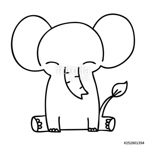 500x500 Quirky Line Drawing Cartoon Elephant Stock Image And Royalty Free
