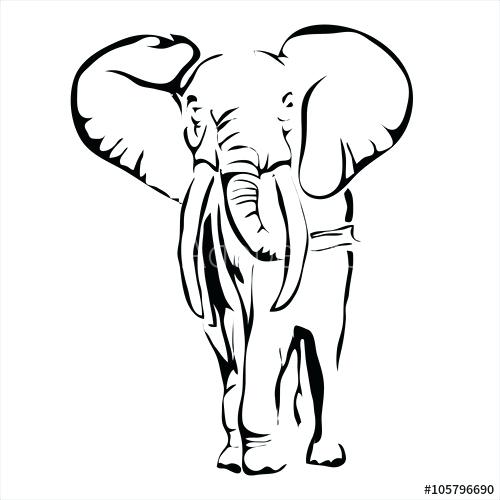 500x500 Outline Elephant Elephant Simple Outline Drawing Cute Elephant