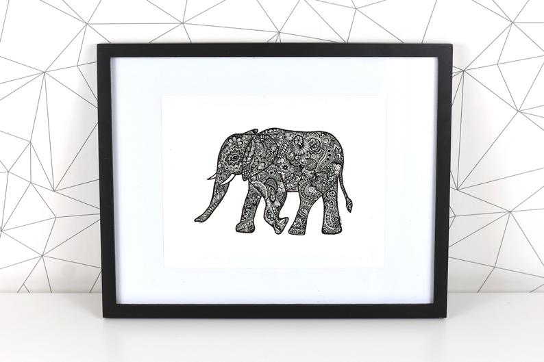 794x529 Elephant Mandala Giclee Fine Art Print Elephant Art Print Etsy
