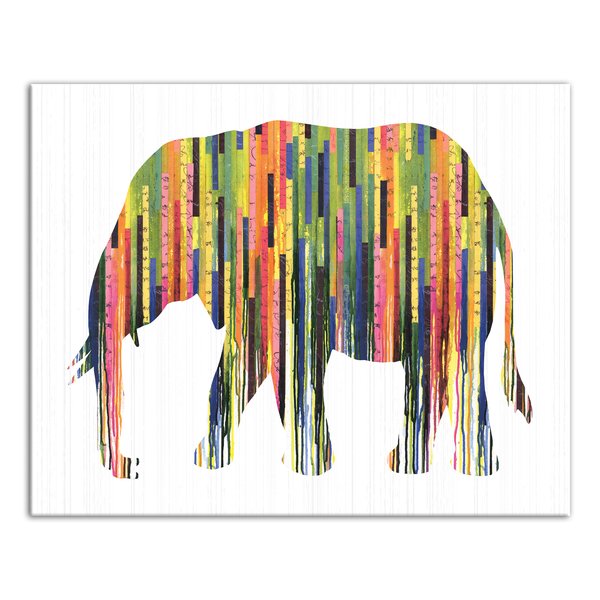 600x600 Colorful Elephant Art Wayfair