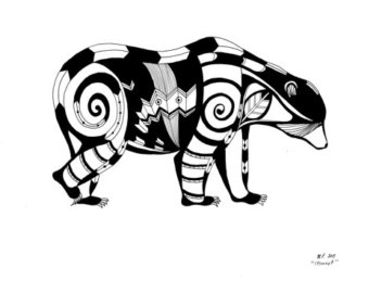 340x270 Wolf Drawing Pen Ink Folded Card Print Native American Etsy