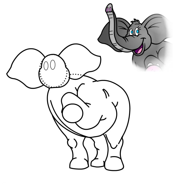 734x763 Elephant Drawing Animated For Free Download