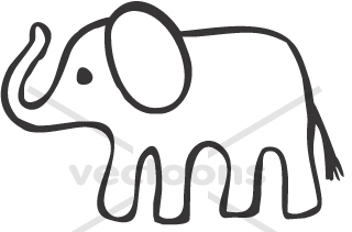 320x211 Simple Young Elephant Illustration In Sketch Style
