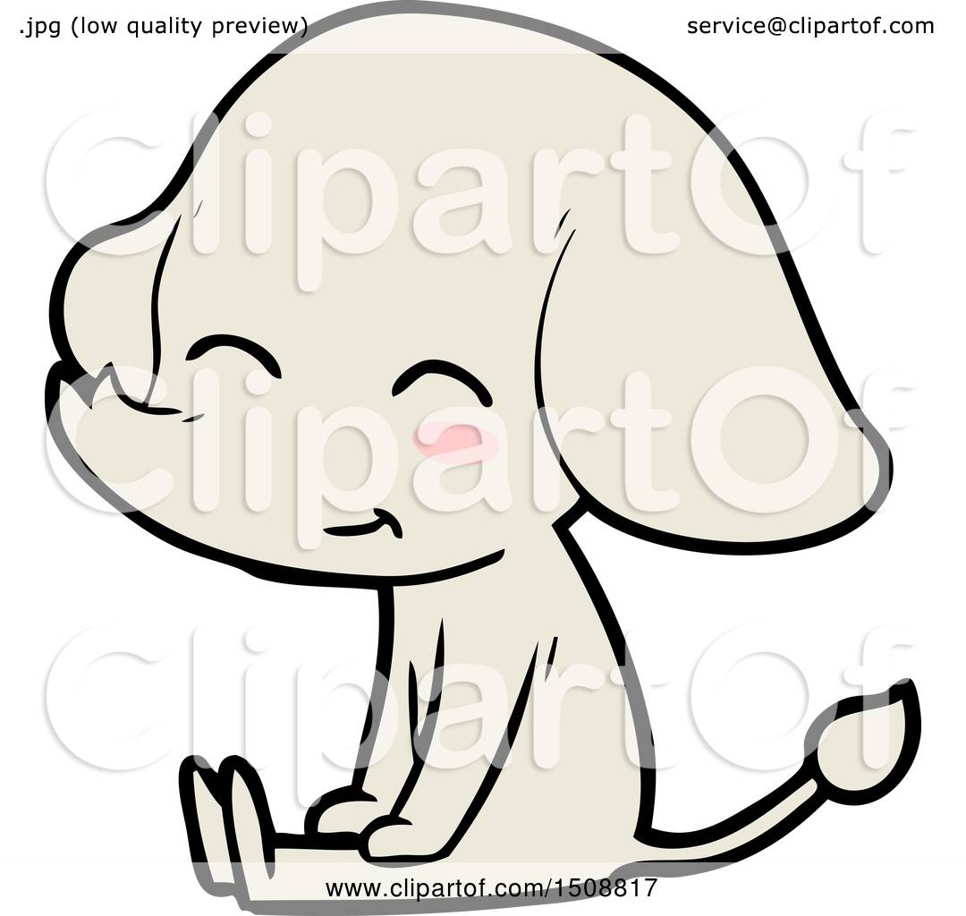 1080x1024 Cute Cartoon Elephant Sitting
