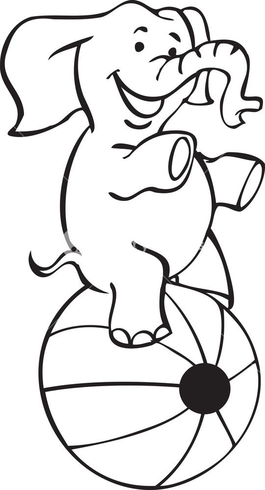 540x1000 Illustration Of A Circus Elephant Sitting On A Big Ball Royalty