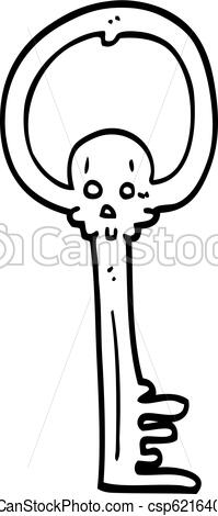 199x470 Line Drawing Cartoon Spooky Skull Key