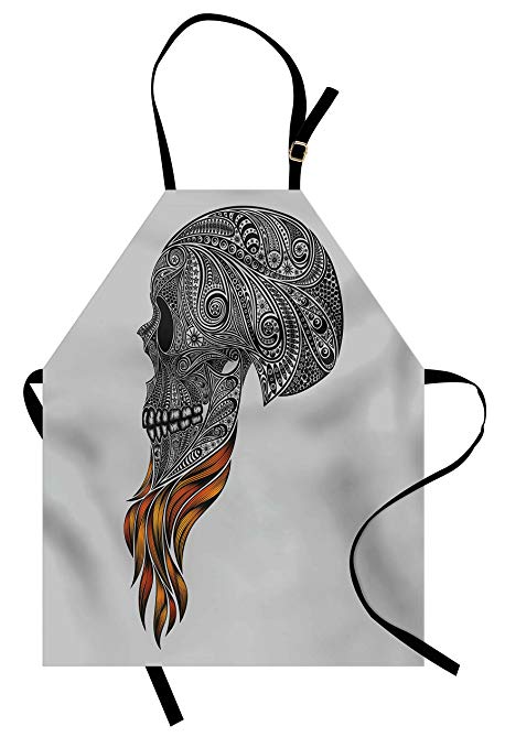 458x679 ambesonne indie apron, abstract skull with floral