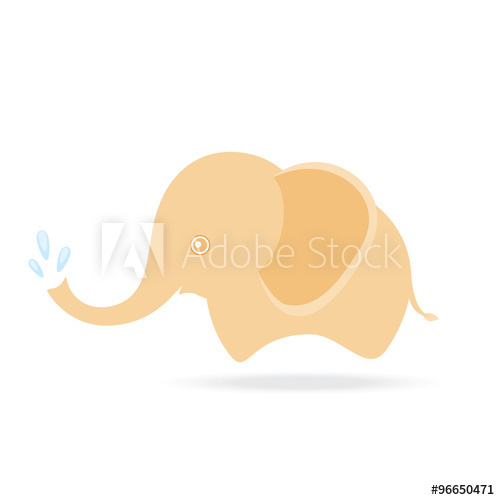 500x500 cute elephant spraying water, cartoon drawing thailand