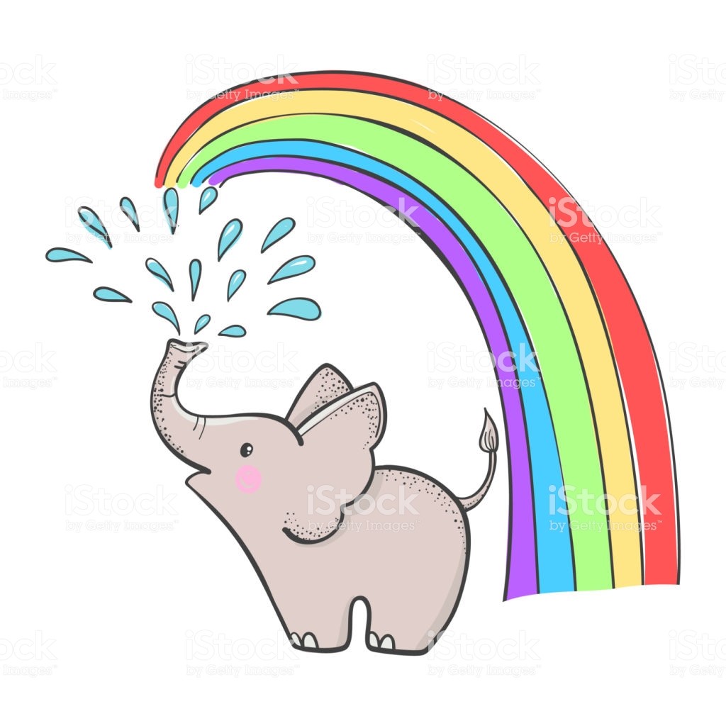 1024x1024 Cute Hand Drawn Elephant With A Spray Of Water Vector