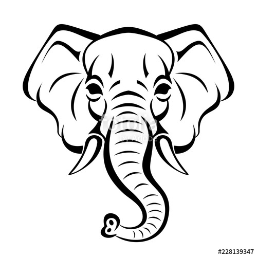 500x500 Vector Beautiful Elephant Face Tattoo Sketch Or Template For Print