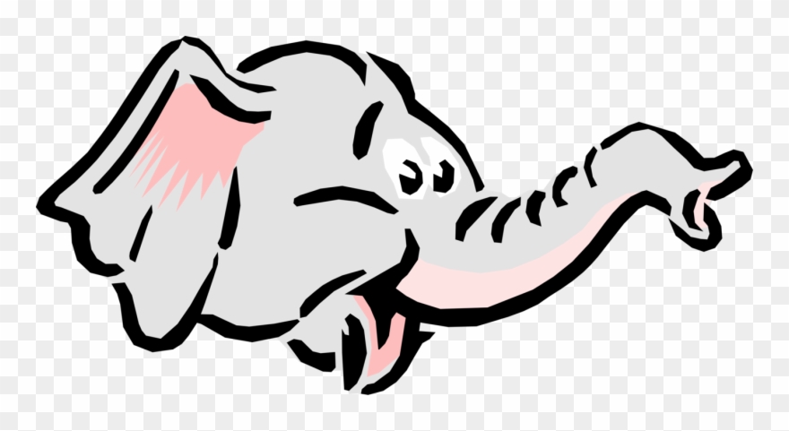 880x481 Vector Illustration Of Cartoon Elephant Head With Trunk Clipart