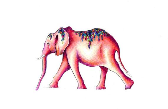 570x370 Elephant Print Digital Print Of An Original Drawing Etsy