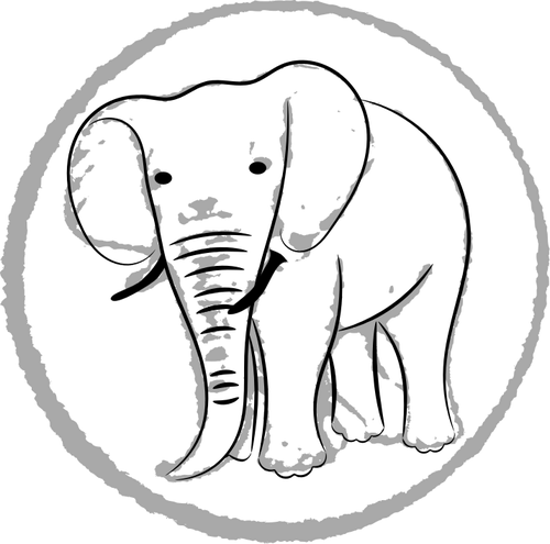 500x495 vector drawing of elephant on postage stamp