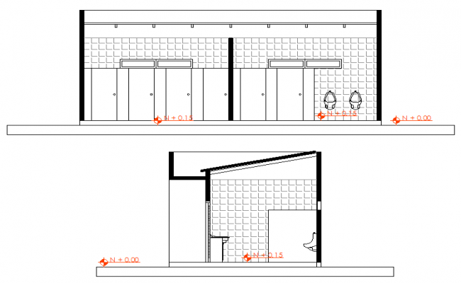 650x400 Toilet Elevation Detail Dwg