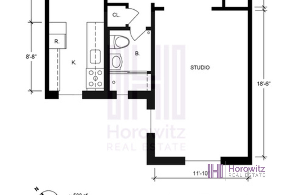 940x626 Luxurious, Spacious Studio W Separate Eik, Laundry, Elevator