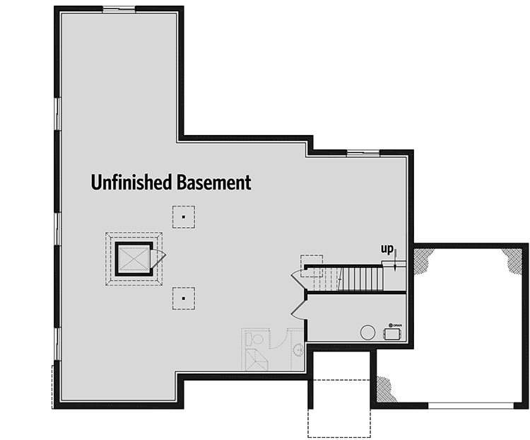 750x622 One Level House Plan With Residential Elevator To The Basement