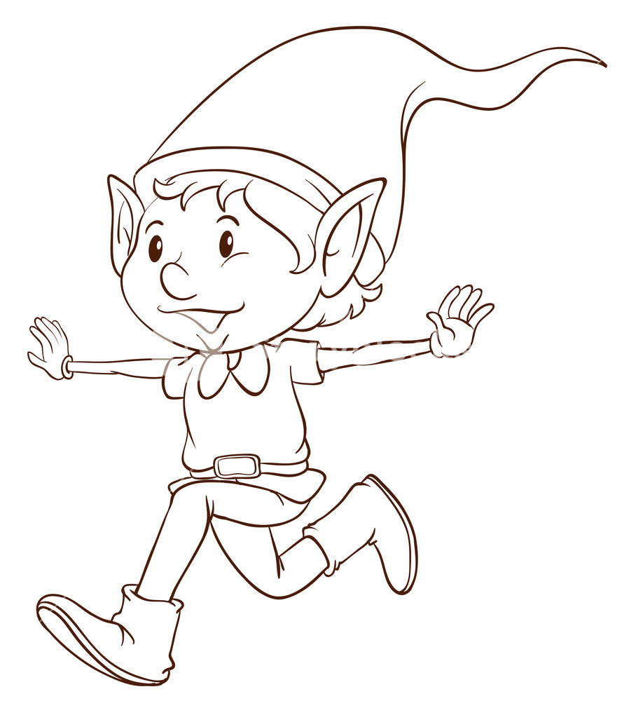 888x1000 Illustration Of A Plain Drawing Of An Elf On A White Background