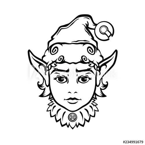 500x500 Face Of Christmas Elf, Vector Illustration Isolated On White