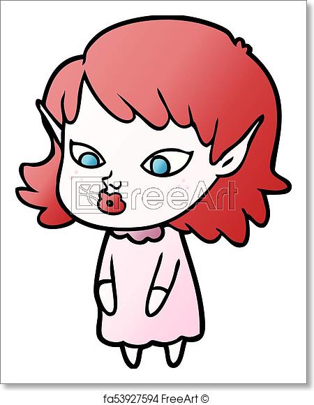 450x580 free art print of cartoon elf girl with pointy ears freeart
