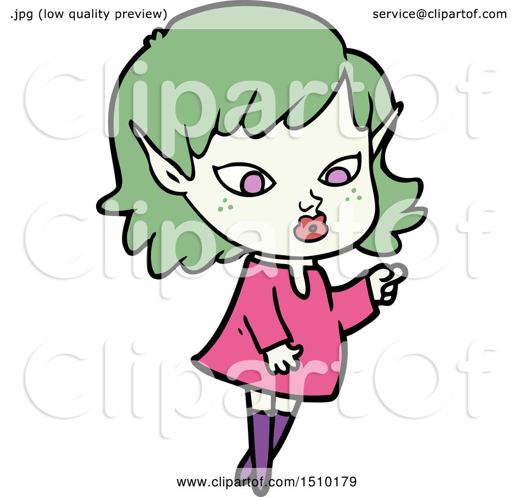 1080x1024 Pointing Cartoon Elf Girl