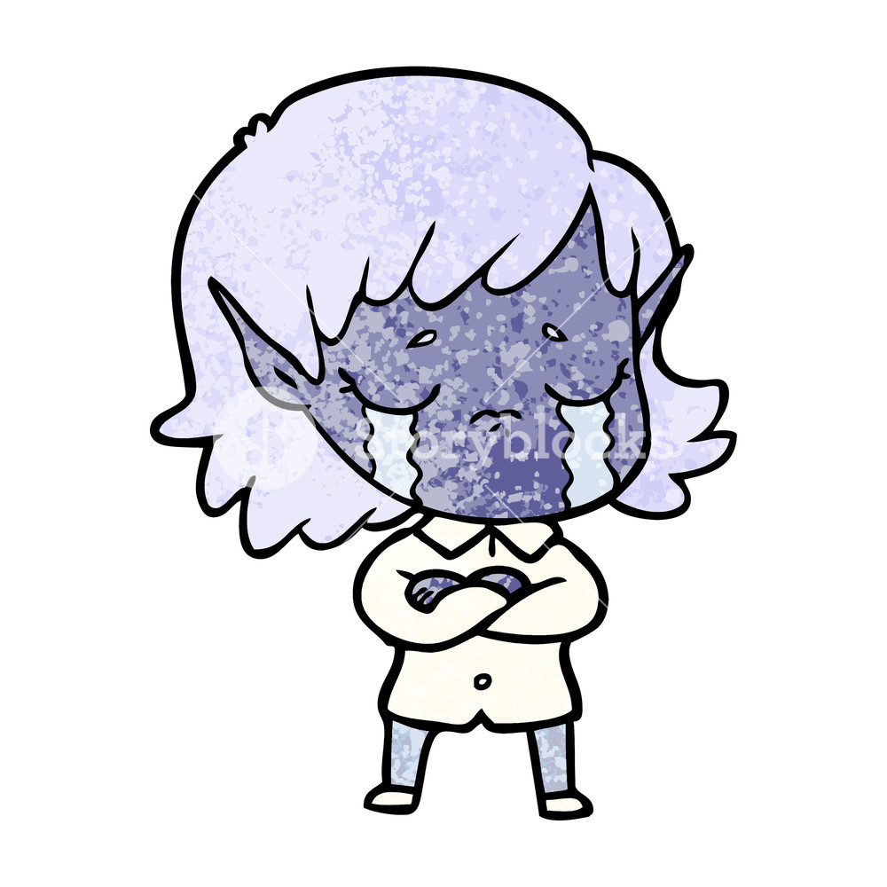 1000x1000 Cartoon Crying Elf Girl Royalty Free Stock Image