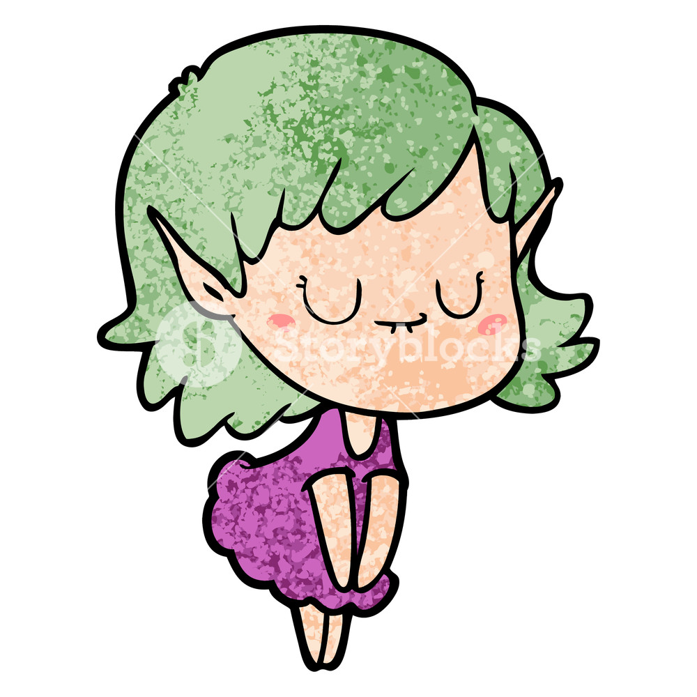 1000x1000 Happy Cartoon Elf Girl Wearing Dress Royalty Free Stock Image