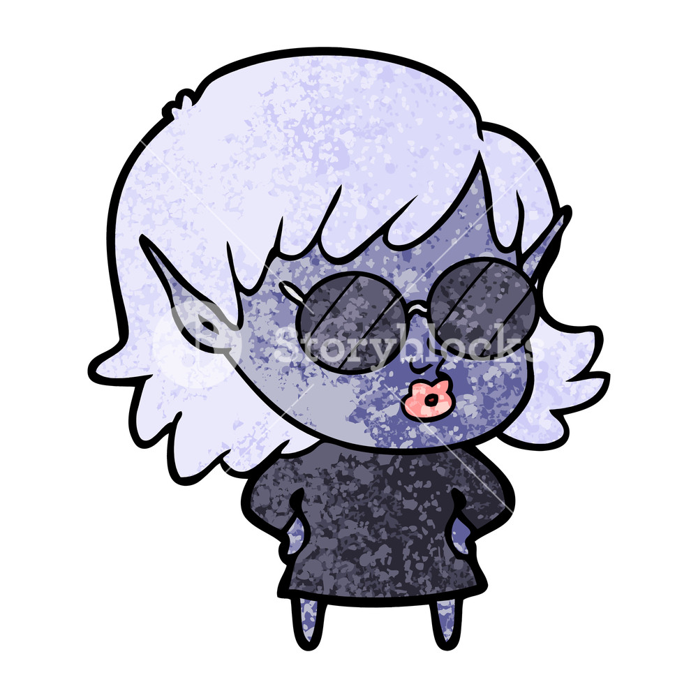 1000x1000 Pretty Cartoon Elf Girl With Sunglasses Royalty Free Stock Image