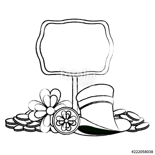 500x500 Elf Hat With Wooden Sign And Coins Sketch Stock Image And Royalty