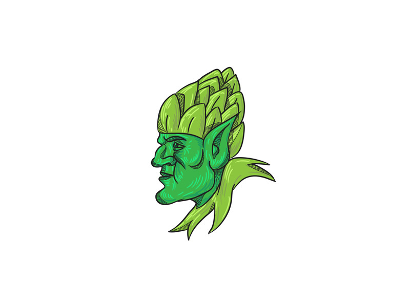800x600 Green Elf Wearing Hops On Head Drawing