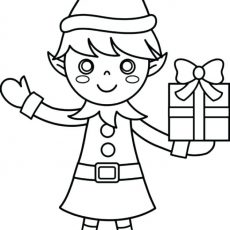 230x230 Shining Christmas Coloring Pages Elf Elves Unique Simple Drawing