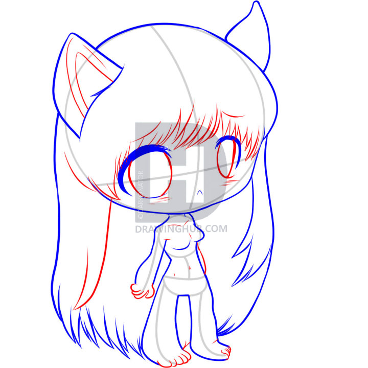 720x720 how to draw chibi elfen lied, step