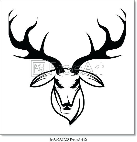 561x581 Elk Antler Drawing Free Deer Head Template Silhouette