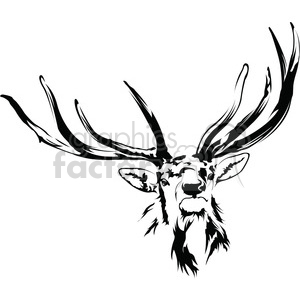 300x300 Black And White Elk Antlers Clipart Royalty Free Clipart
