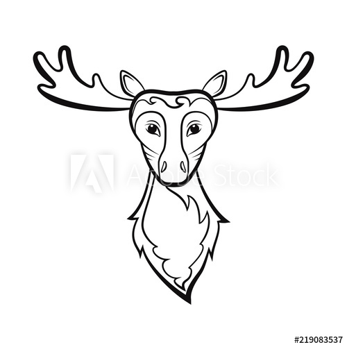 500x500 Head Of A Elk Drawing On A White Background Vector Illustration
