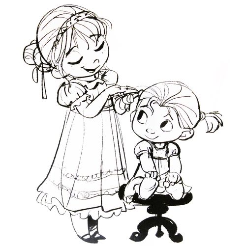 500x501 Young Elsa And Little Anna! Sketches Art, Disney
