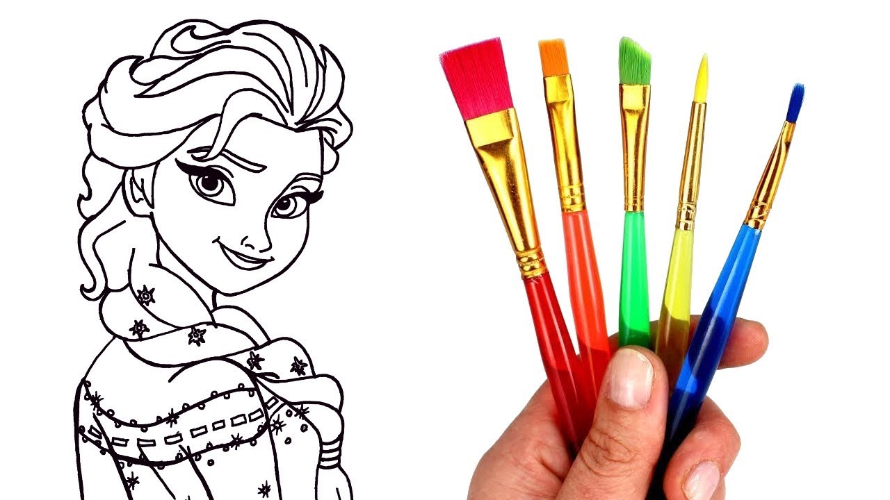1280x720 How To Draw Elsa Glitter Paint Drawing Coloring For Kids