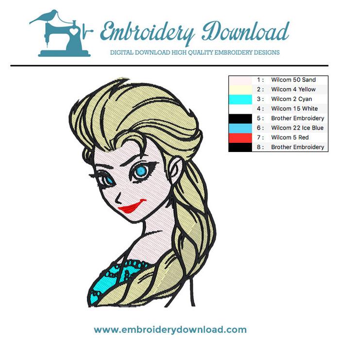 700x700 Elsa Frozen Disney Embroidery Design For Instant Download