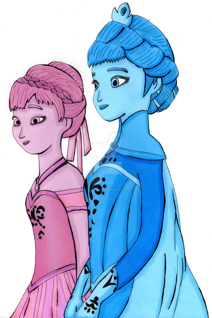 731x1093 Anna And Elsa Frozen Disney Marker Challenge