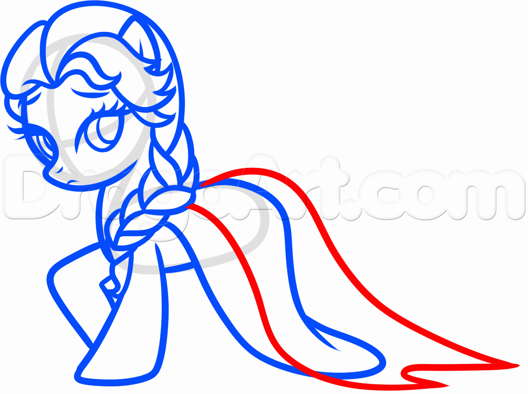 1090x814 How To Draw Elsa Pony, Step