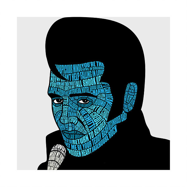 600x600 Elvis Presley, Song Titles, Pop Art, Typography, Words