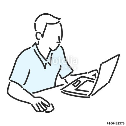 500x500 Man With Working On A Laptop Computer, Checking Email