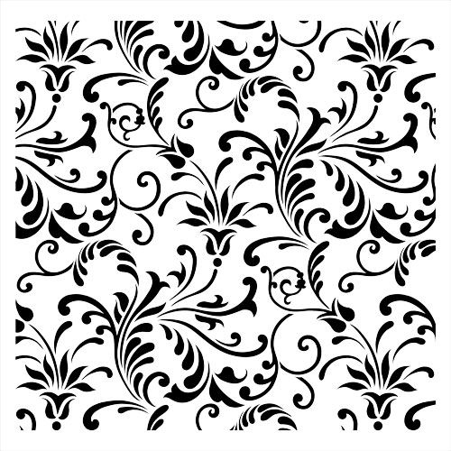 500x500 Floral Swirl All Over Pattern Stencil