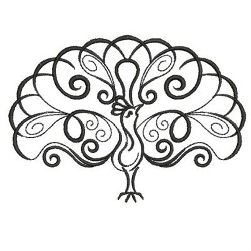 500x500 Abstract Swirl Peacock Embroidery Designs, Machine Embroidery