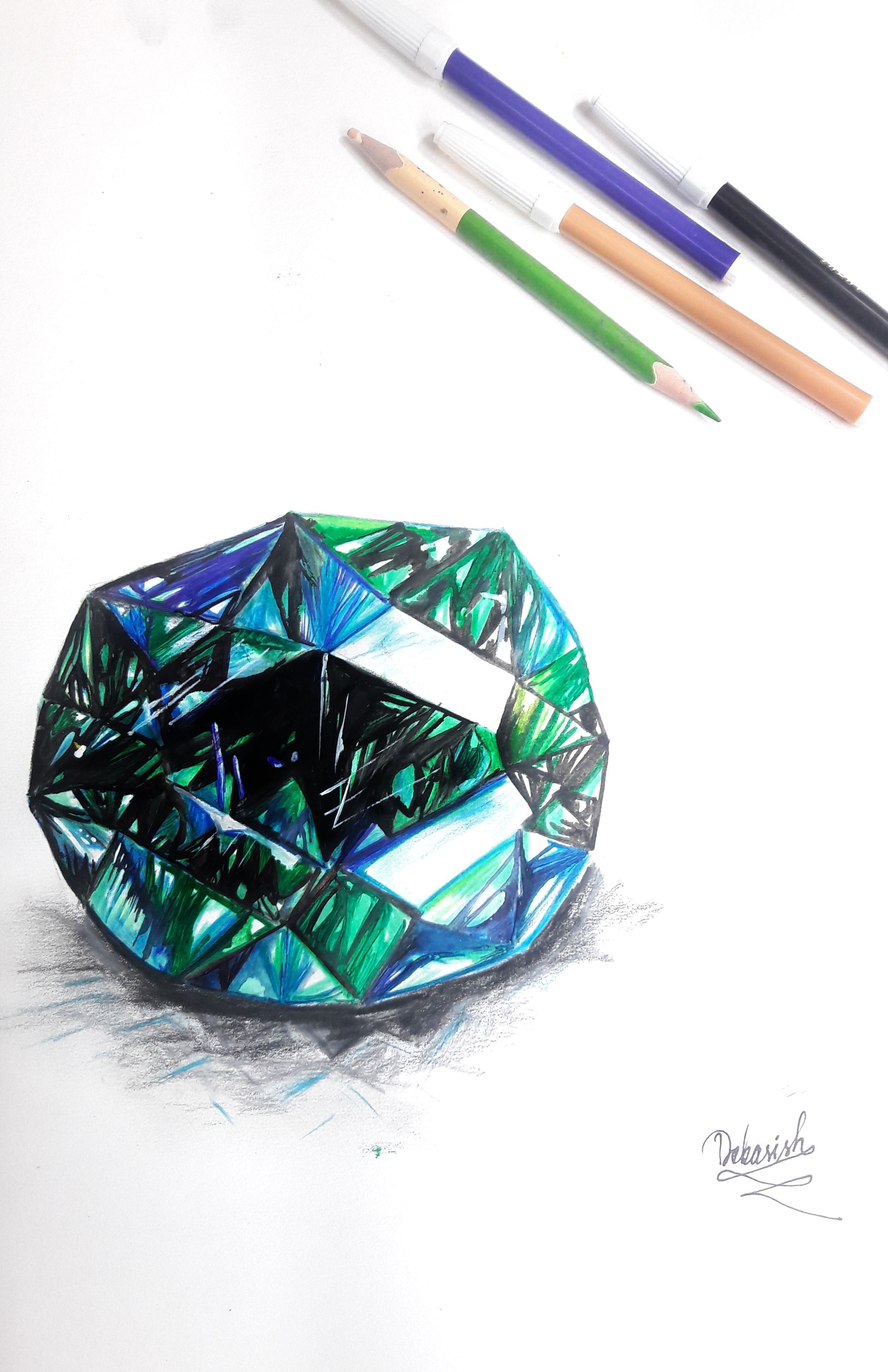 2322x3585 Emerald A Realistic Drawing Steemit