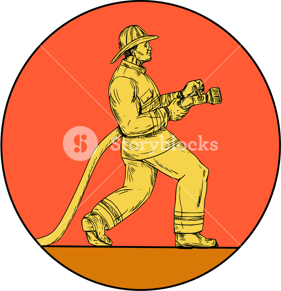 965x1000 Drawing Sketch Style Illustration Of A Fireman Fire Fighter