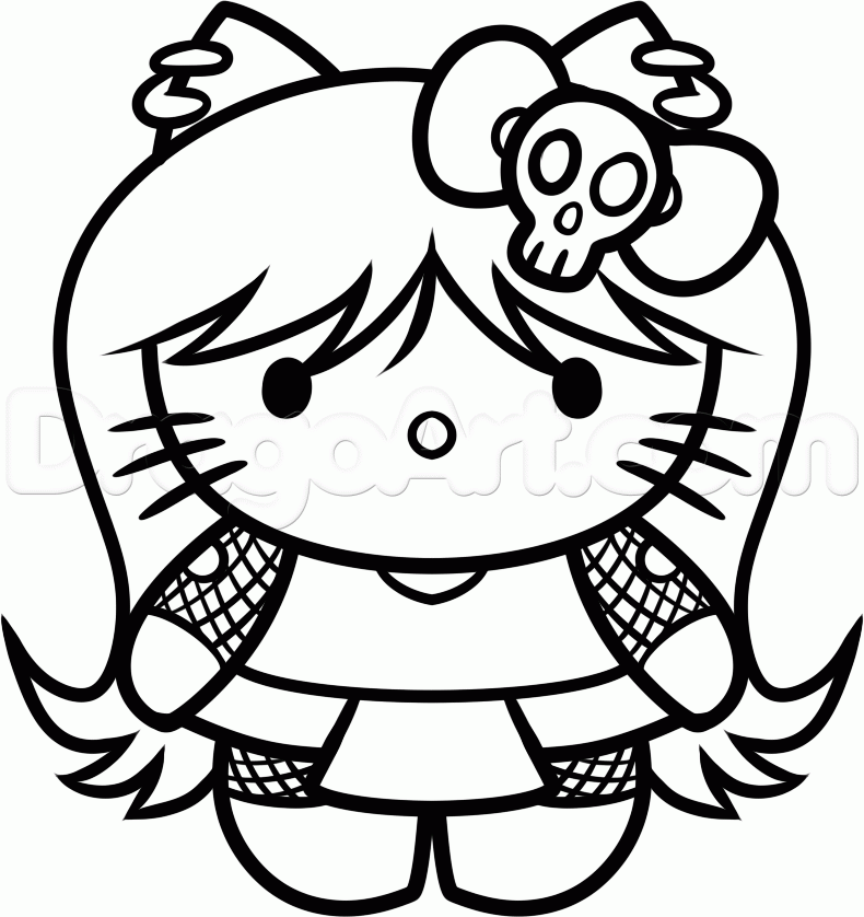790x838 how to draw goth hello kitty, step