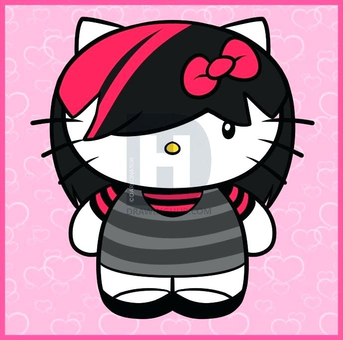 688x682 Hellokitty Drawing Hello Kitty Drawing Instructions