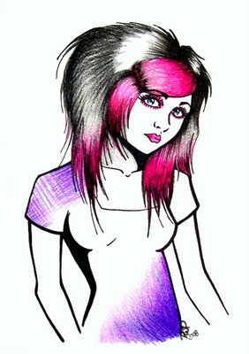 282x400 Emo Wallpapers Emo Girl Colorful Drawing