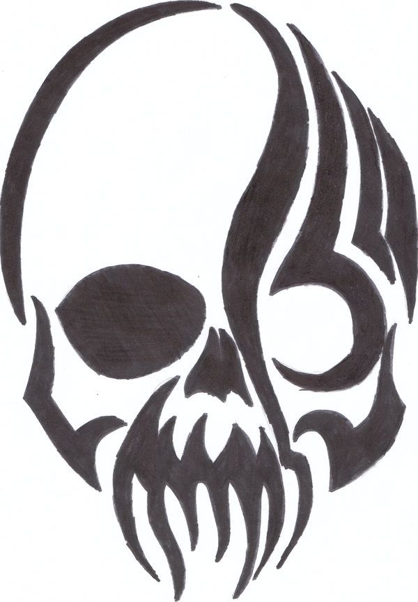 600x864 Easy Emo Art Tribal Skull